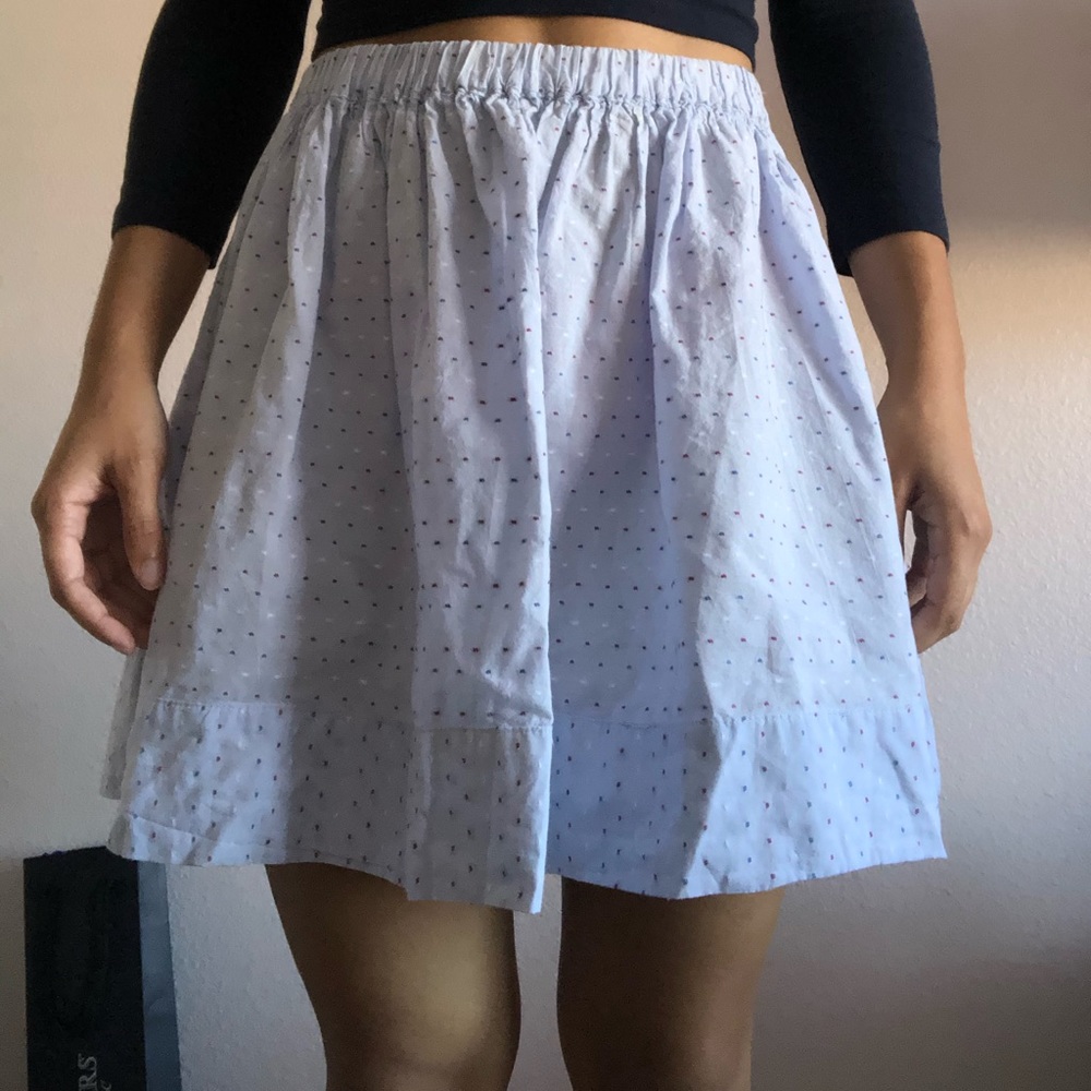 Red, white, and blue dotted skirt